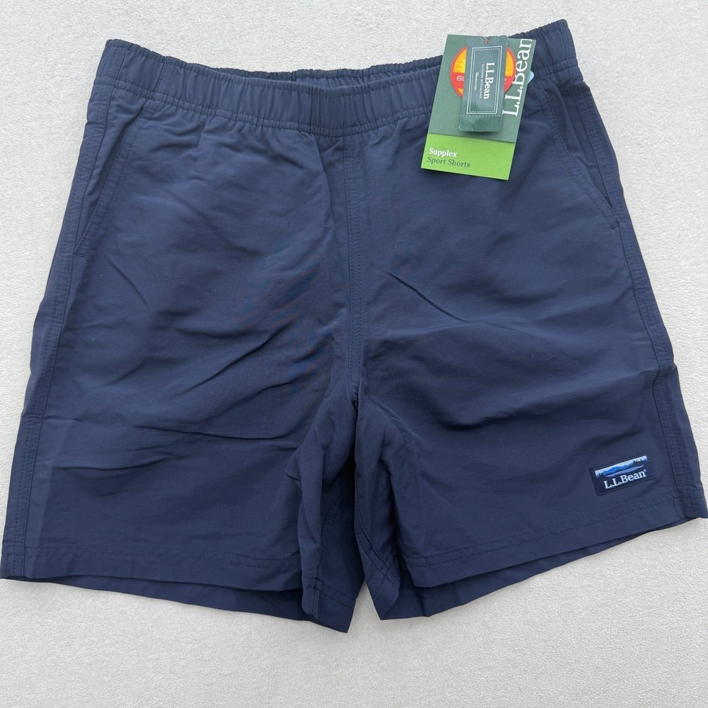 L.L. Bean Supplex Sport Shorts Mens‎ S Small Navy Blue Nylon Mesh Lined